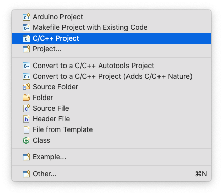 Create a new C++ project