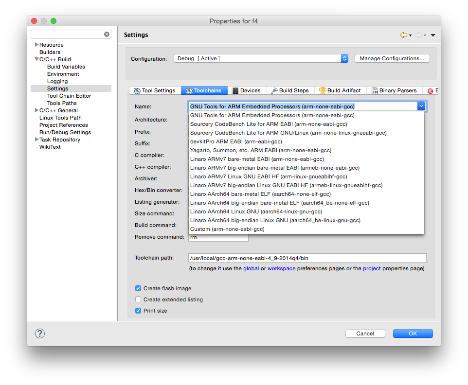 Supported Toolchains